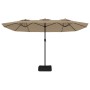 Sombrilla doble de jardín con luces LED gris taupe 449x245 cm de , Sombrillas - Ref: Foro24-362956, Precio: 217,92 €, Descuen...