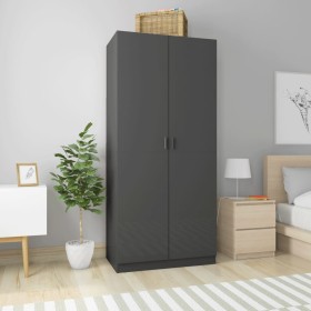 Armario de madera contrachapada gris brillo 90x52x200cm de , Armarios roperos - Ref: Foro24-800638, Precio: 245,91 €, Descuen...