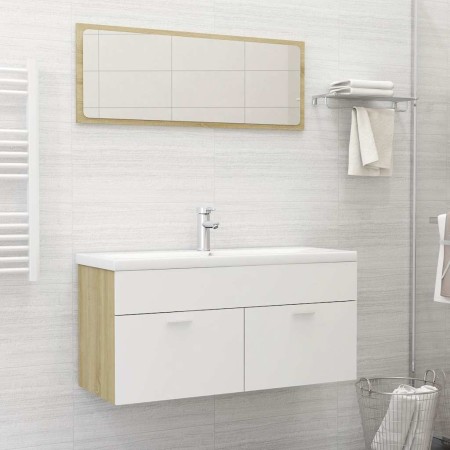 Set de muebles de baño 2 pzas madera contrachapada blanco roble de , Muebles de baño - Ref: Foro24-804814, Precio: 81,23 €, D...
