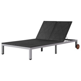 Tumbona doble con ruedas ratán sintético negro de , Tumbonas - Ref: Foro24-43977, Precio: 288,26 €, Descuento: %
