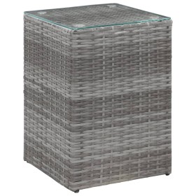Mesa auxiliar superficie vidrio ratán sint. gris 35x35x52 cm de , Mesas auxiliares - Ref: Foro24-46983, Precio: 76,36 €, Desc...