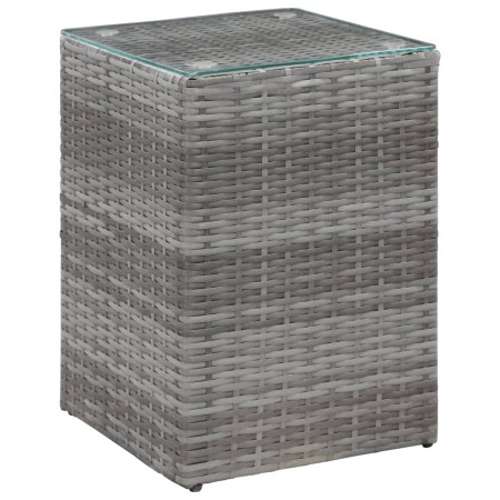 Mesa auxiliar superficie vidrio ratán sint. gris 35x35x52 cm de , Mesas auxiliares - Ref: Foro24-46983, Precio: 76,36 €, Desc...