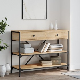 Mesa consola cajones estantes madera de ingeniería roble Sonoma de , Mesas auxiliares - Ref: Foro24-833404, Precio: 131,41 €,...