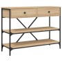 Mesa consola cajones estantes madera de ingeniería roble Sonoma de , Mesas auxiliares - Ref: Foro24-833404, Precio: 131,41 €,...