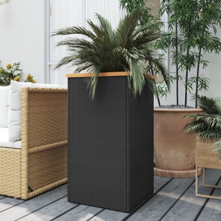 Jardinera de ratán sintético negro 40x40x80 cm de , Maceteros y jardineras - Ref: Foro24-319415, Precio: 79,17 €, Descuento: %