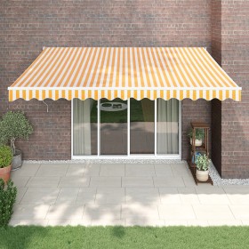 Toldo retráctil aluminio y tela amarillo y blanco 4,5x3 m de , Toldos - Ref: Foro24-3154434, Precio: 312,48 €, Descuento: %