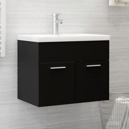 Mueble con lavabo negro brillante aglomerado de vidaXL, Tocadores de baño - Ref: Foro24-3071271, Precio: 189,04 €, Descuento: %