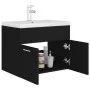 Mueble con lavabo negro brillante aglomerado de vidaXL, Tocadores de baño - Ref: Foro24-3071271, Precio: 174,31 €, Descuento: %