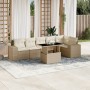 Set sofás de jardín 7 piezas y cojines ratán sintético beige en Conjuntos de jardín | Comprar online en Foru.es