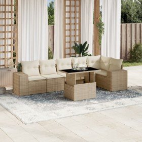 Set sofás de jardín 7 piezas y cojines ratán sintético beige en Conjuntos de jardín | Comprar online en Foru.es