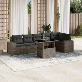 Set de sofás de jardín 7 pzas con cojines ratán sintético gris en Conjuntos de jardín | Comprar online en Foru.es