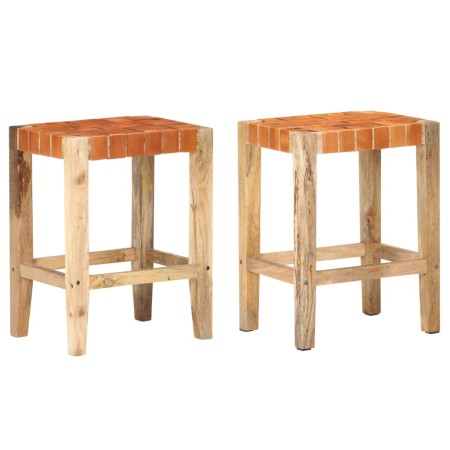 Taburetes de bar 2 piezas cuero auténtico marrón 60 cm de , Taburetes de cocina - Ref: Foro24-321831, Precio: 143,59 €, Descu...