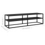 Mueble para TV negro con vidrio negro 140x40x40 cm de , Muebles TV - Ref: Foro24-322864, Precio: 120,62 €, Descuento: %