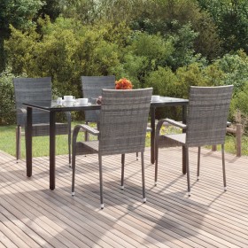 Juego de comedor para jardín 5 piezas ratán sintético gris de , Conjuntos de jardín - Ref: Foro24-3156664, Precio: 318,16 €, ...