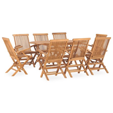 Set de comedor de jardín plegable 9 pzas madera maciza de teca de , Conjuntos de jardín - Ref: Foro24-3059971, Precio: 864,33...