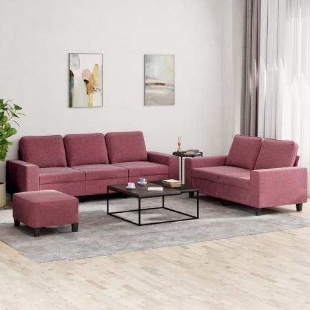 Juego de sofás 3 piezas tela rojo tinto de , Sofás - Ref: Foro24-3201912, Precio: 496,26 €, Descuento: %