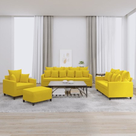 Juego de sofás con cojines 4 piezas terciopelo amarillo de , Sofás - Ref: Foro24-3201696, Precio: 630,97 €, Descuento: %