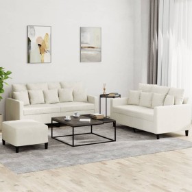 Juego de sofás con cojines 3 piezas terciopelo crema de , Sofás - Ref: Foro24-3201718, Precio: 494,74 €, Descuento: %