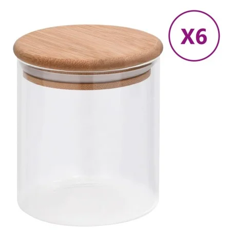 Tarros de almacenaje con tapa de bambú 6 unidades 600 ml de vidaXL, Botes de galletas - Ref: Foro24-150694, Precio: 42,35 €, ...