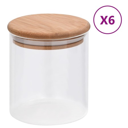 Tarros de almacenaje con tapa de bambú 6 unidades 600 ml de vidaXL, Botes de galletas - Ref: Foro24-150694, Precio: 43,31 €, ...