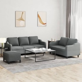 Juego de sofás con cojines 3 piezas tela gris oscuro de , Sofás - Ref: Foro24-3201843, Precio: 541,08 €, Descuento: %