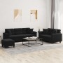 Juego de sofás con cojines 3 piezas tela microfibra negro de , Sofás - Ref: Foro24-3202359, Precio: 640,53 €, Descuento: %