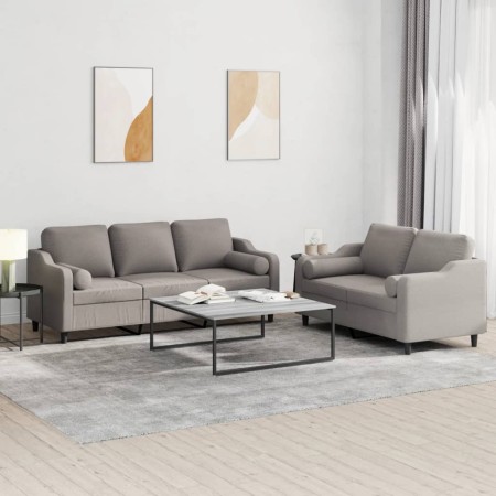 Juego de sofás con cojines 2 piezas tela gris taupe de , Sofás - Ref: Foro24-3201857, Precio: 501,97 €, Descuento: %
