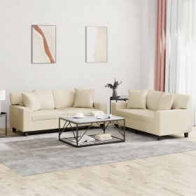 Juego de sofás con cojines 2 piezas cuero sintético color crema de , Sofás - Ref: Foro24-3201925, Precio: 480,70 €, Descuento: %