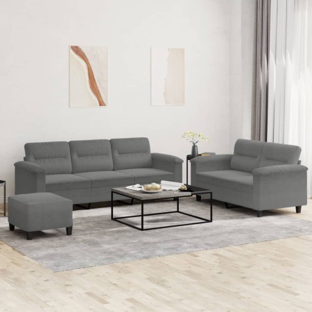 Juego de sofás con cojines 3 piezas tela microfibra gris oscuro de , Sofás - Ref: Foro24-3202346, Precio: 612,32 €, Descuento: %