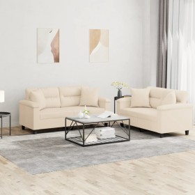 Juego de sofás con cojines 2 piezas tela microfibra beige de , Sofás - Ref: Foro24-3202331, Precio: 569,67 €, Descuento: %