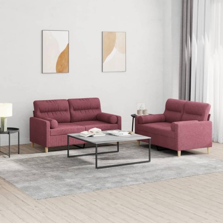 Juego de sofás con cojines 2 piezas tela rojo tinto de , Sofás - Ref: Foro24-3201590, Precio: 443,91 €, Descuento: %