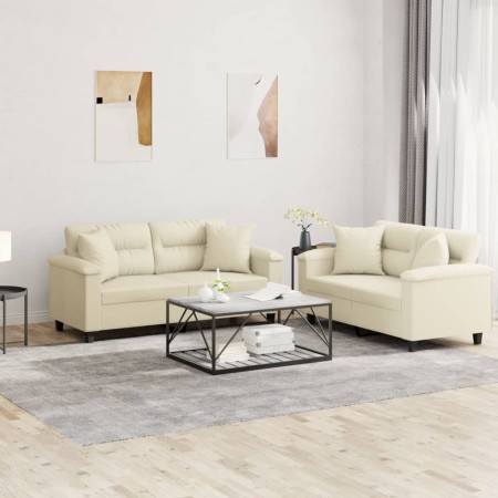 Juego de sofás con cojines 2 piezas cuero sintético color crema de , Sofás - Ref: Foro24-3202373, Precio: 543,34 €, Descuento: %