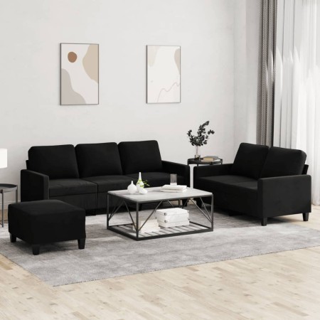 Juego de sofás con cojines 3 piezas terciopelo negro de , Sofás - Ref: Foro24-3201531, Precio: 548,60 €, Descuento: %