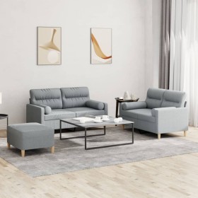 Juego de sofás con cojines 3 piezas tela gris claro de , Sofás - Ref: Foro24-3201592, Precio: 497,90 €, Descuento: %