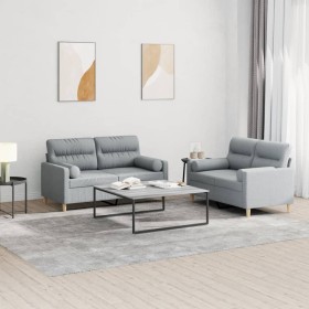 Juego de sofás con cojines 2 piezas tela gris claro de , Sofás - Ref: Foro24-3201584, Precio: 449,78 €, Descuento: %