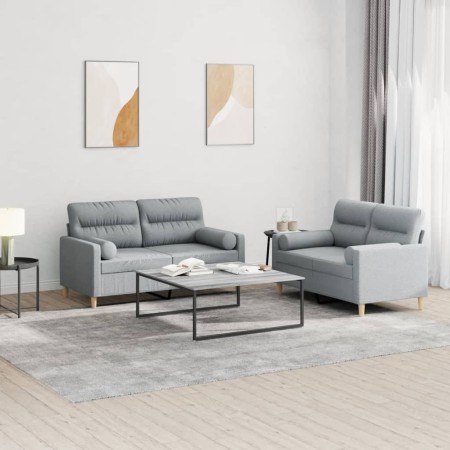Juego de sofás con cojines 2 piezas tela gris claro de , Sofás - Ref: Foro24-3201584, Precio: 449,78 €, Descuento: %