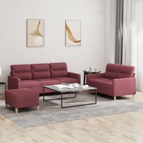 Juego de sofás con cojines 3 piezas tela rojo tinto de , Sofás - Ref: Foro24-3201614, Precio: 517,24 €, Descuento: %