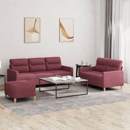 Juego de sofás con cojines 3 piezas tela rojo tinto de , Sofás - Ref: Foro24-3201614, Precio: 517,24 €, Descuento: %