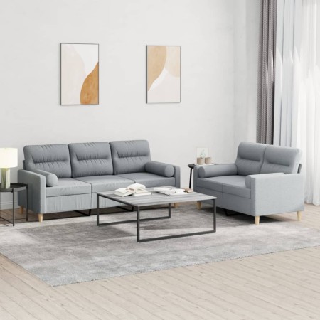 Juego de sofás con cojines 2 piezas tela gris claro de , Sofás - Ref: Foro24-3201616, Precio: 497,53 €, Descuento: %