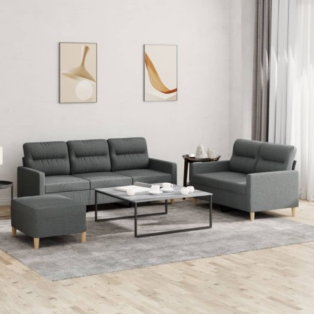 Juego de sofás con cojines 3 piezas tela gris oscuro de , Sofás - Ref: Foro24-3201609, Precio: 507,30 €, Descuento: %