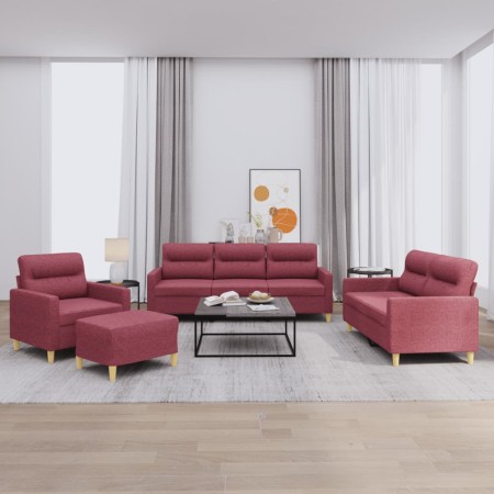 Juego de sofás con cojines 4 piezas tela rojo tinto de , Sofás - Ref: Foro24-3201550, Precio: 645,91 €, Descuento: %