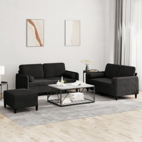 Juego de sofás con cojines 3 piezas terciopelo negro de , Sofás - Ref: Foro24-3202009, Precio: 485,31 €, Descuento: %