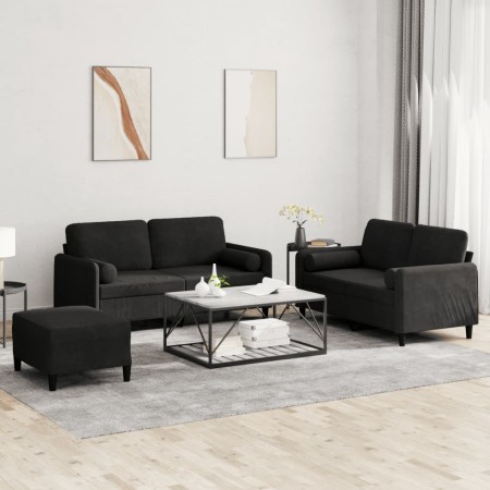 Juego de sofás con cojines 3 piezas terciopelo negro de , Sofás - Ref: Foro24-3202009, Precio: 485,31 €, Descuento: %