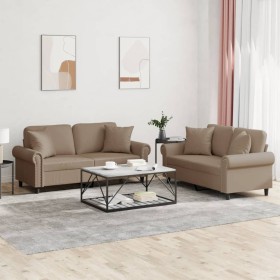 Juego de sofás con cojines 2 piezas cuero sintético capuchino de , Sofás - Ref: Foro24-3202164, Precio: 489,17 €, Descuento: %