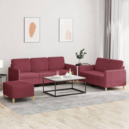 Juego de sofás con cojines 3 piezas tela rojo tinto de , Sofás - Ref: Foro24-3202132, Precio: 510,04 €, Descuento: %