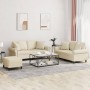 Juego de sofás con cojines 3 piezas cuero sintético color crema de , Sofás - Ref: Foro24-3202166, Precio: 494,48 €, Descuento: %