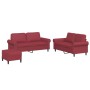 Juego de sofás con cojines 3 piezas cuero sintético rojo tinto de , Sofás - Ref: Foro24-3202158, Precio: 491,50 €, Descuento: %