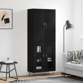 Aparador alto madera contrachapada negro 69,5x34x180 cm de , Aparadores - Ref: Foro24-3198066, Precio: 170,43 €, Descuento: %