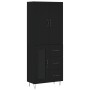 Aparador alto madera contrachapada negro 69,5x34x180 cm de , Aparadores - Ref: Foro24-3198098, Precio: 176,79 €, Descuento: %