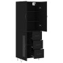 Aparador alto madera contrachapada negro 69,5x34x180 cm de , Aparadores - Ref: Foro24-3198098, Precio: 176,79 €, Descuento: %